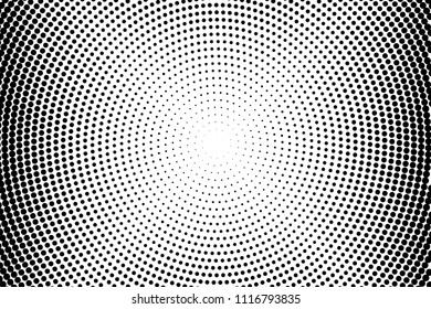 Abstract monochrome halftone pattern. Futuristic panel. Grunge dotted backdrop with circles, dots, point. Design element for web banners, posters, cards, wallpapers, sites. Black and white color