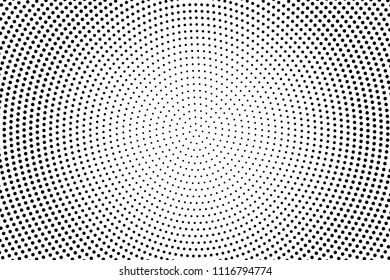 Abstract monochrome halftone pattern. Futuristic panel. Grunge dotted backdrop with circles, dots, point. Design element for web banners, posters, cards, wallpapers, sites. Black and white color