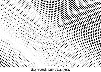 Abstract monochrome halftone pattern. Futuristic panel. Grunge dotted backdrop with circles, dots, point. Design element for web banners, posters, cards, wallpapers, sites. Black and white color