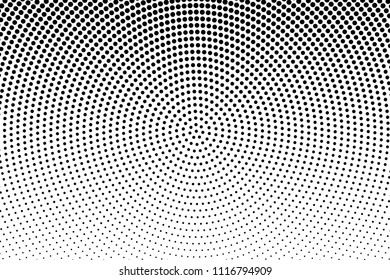 Abstract monochrome halftone pattern. Futuristic panel. Grunge dotted backdrop with circles, dots, point. Design element for web banners, posters, cards, wallpapers, sites. Black and white color