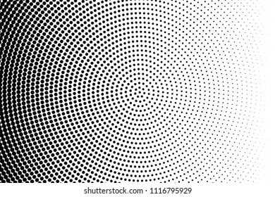 Abstract monochrome halftone pattern. Futuristic panel. Grunge dotted backdrop with circles, dots, point. Design element for web banners, posters, cards, wallpapers, sites. Black and white color