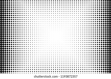 Abstract monochrome halftone pattern. Futuristic panel. Grunge dotted backdrop with circles, dots, point. Design element for web banners, posters, cards, wallpapers, sites. Black and white color