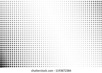 Abstract monochrome halftone pattern. Futuristic panel. Grunge dotted backdrop with circles, dots, point. Design element for web banners, posters, cards, wallpapers, sites. Black and white color