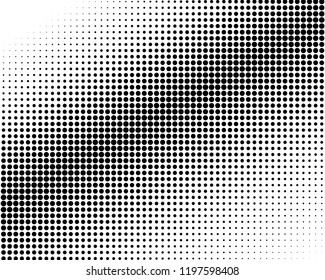 Abstract monochrome halftone pattern. Futuristic panel. Grunge dotted backdrop with circles, dots, point. Design element for web banners, posters, cards, wallpapers, sites. Black and white color