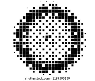 Abstract monochrome halftone pattern. Futuristic panel. Gunge dotted backdrop with circles, dots, point. Design element for web banners, posters, cards, wallpapers, sites. Black and white color 