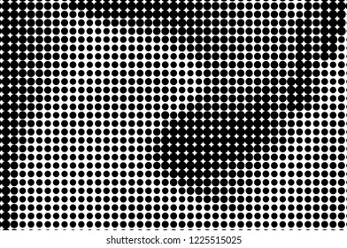Abstract monochrome halftone pattern. Futuristic panel. Grunge dotted backdrop with circles, dots, point. Design element for web banners, posters, cards, wallpapers, sites. Black and white color