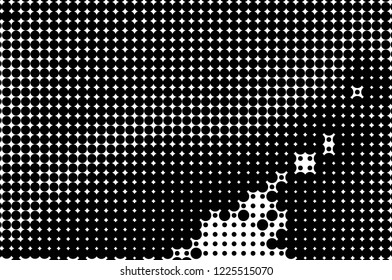 Abstract monochrome halftone pattern. Futuristic panel. Grunge dotted backdrop with circles, dots, point. Design element for web banners, posters, cards, wallpapers, sites. Black and white color
