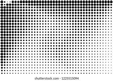Abstract monochrome halftone pattern. Futuristic panel. Grunge dotted backdrop with circles, dots, point. Design element for web banners, posters, cards, wallpapers, sites. Black and white color