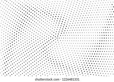 Abstract monochrome halftone pattern. Futuristic panel. Grunge dotted backdrop with circles, dots, point. Design element for web banners, posters, cards, wallpapers, sites. Black and white color