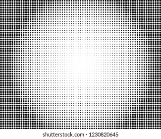 Abstract monochrome halftone pattern. Futuristic panel. Grunge dotted backdrop with circles, dots, point. Design element for web banners, posters, cards, wallpapers, sites. Black and white color