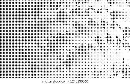 Abstract monochrome halftone pattern. Futuristic panel. Grunge dotted backdrop with circles, dots, point. Design element for web banners, posters, cards, wallpapers, sites. Black and white color