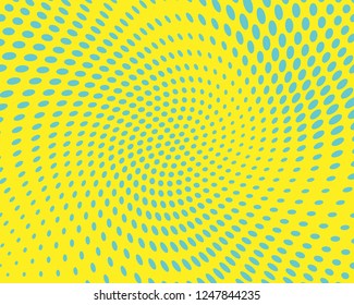 Abstract monochrome halftone pattern. Futuristic panel. Grunge dotted backdrop with circles, dots, point. Design element for web banners, posters, cards, wallpapers, sites. Blue-yellow color