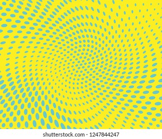 Abstract monochrome halftone pattern. Futuristic panel. Grunge dotted backdrop with circles, dots, point. Design element for web banners, posters, cards, wallpapers, sites. Blue-yellow color