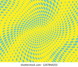 Abstract monochrome halftone pattern. Futuristic panel. Grunge dotted backdrop with circles, dots, point. Design element for web banners, posters, cards, wallpapers, sites. Blue-yellow color