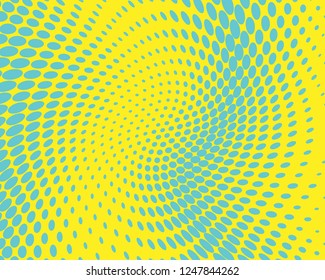 Abstract monochrome halftone pattern. Futuristic panel. Grunge dotted backdrop with circles, dots, point. Design element for web banners, posters, cards, wallpapers, sites. Blue-yellow color