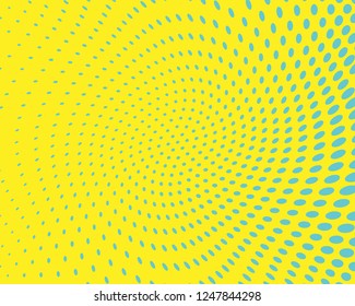Abstract monochrome halftone pattern. Futuristic panel. Grunge dotted backdrop with circles, dots, point. Design element for web banners, posters, cards, wallpapers, sites. Blue-yellow color