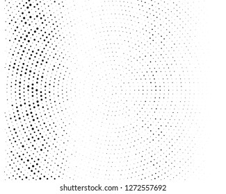 Abstract monochrome halftone pattern. Futuristic panel. Grunge dotted backdrop with circles, dots, point. Design element for web banners, posters, cards, wallpapers, sites. Black and white color