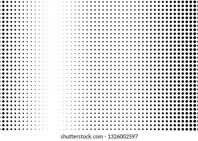 Abstract monochrome halftone pattern. Futuristic panel. Grunge dotted backdrop with circles, dots, point. Design element for web banners, posters, cards, wallpapers, sites. Black and white color