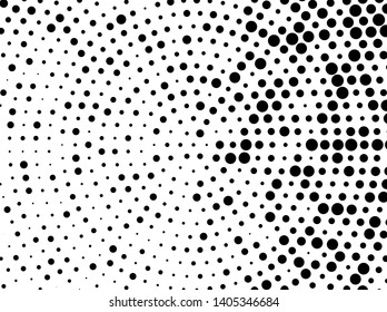 Abstract monochrome halftone pattern. Futuristic panel. Grunge dotted backdrop with circles, dots, point. Design element for web banners, posters, cards, wallpapers, sites. Black and white color