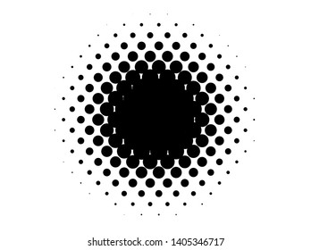 Abstract monochrome halftone pattern. Futuristic panel. Grunge dotted backdrop with circles, dots, point. Design element for web banners, posters, cards, wallpapers, sites. Black and white color