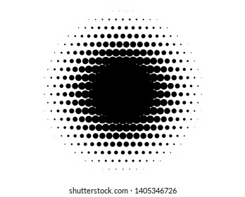 Abstract monochrome halftone pattern. Futuristic panel. Grunge dotted backdrop with circles, dots, point. Design element for web banners, posters, cards, wallpapers, sites. Black and white color