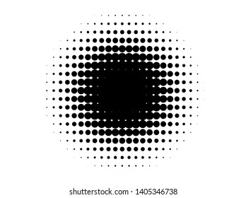 Abstract monochrome halftone pattern. Futuristic panel. Grunge dotted backdrop with circles, dots, point. Design element for web banners, posters, cards, wallpapers, sites. Black and white color