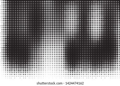 Abstract monochrome halftone pattern. Futuristic panel. Grunge dotted backdrop with circles, dots, point. Design element for web banners, posters, cards, wallpapers, sites. Black and white color