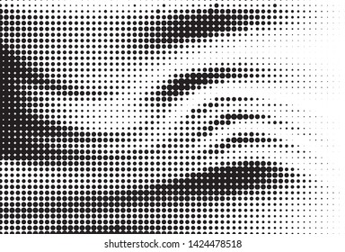 Abstract monochrome halftone pattern. Futuristic panel. Grunge dotted backdrop with circles, dots, point. Design element for web banners, posters, cards, wallpapers, sites. Black and white color