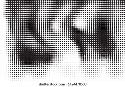 Abstract monochrome halftone pattern. Futuristic panel. Grunge dotted backdrop with circles, dots, point. Design element for web banners, posters, cards, wallpapers, sites. Black and white color