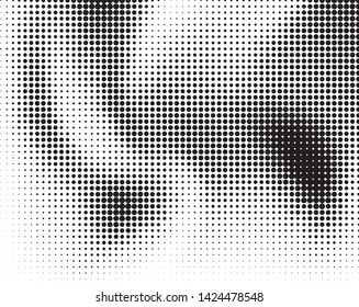 Abstract monochrome halftone pattern. Futuristic panel. Grunge dotted backdrop with circles, dots, point. Design element for web banners, posters, cards, wallpapers, sites. Black and white color