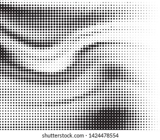 Abstract monochrome halftone pattern. Futuristic panel. Grunge dotted backdrop with circles, dots, point. Design element for web banners, posters, cards, wallpapers, sites. Black and white color