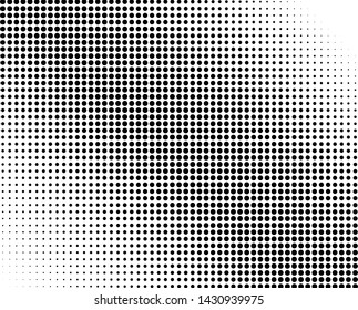 Abstract monochrome halftone pattern. Futuristic panel. Grunge dotted backdrop with circles, dots, point. Design element for web banners, posters, cards, wallpapers, sites. Black and white color
