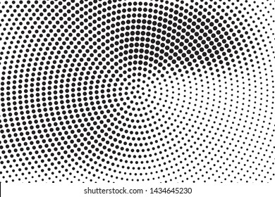 Abstract monochrome halftone pattern. Futuristic panel. Grunge dotted backdrop with circles, dots, point. Design element for web banners, posters, cards, wallpapers, sites. Black and white color