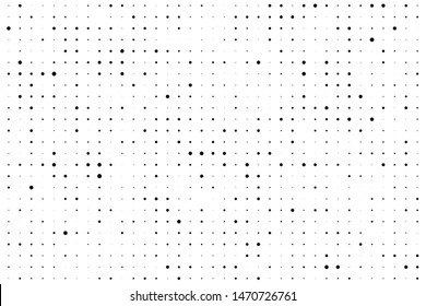 Абстрактный монохромный полутоновый рисунок. Футуристическая панель. Пунктирный гранж-фон с кругами, точками, точками. Элемент дизайна для веб-баннеров, плакатов, открыток, обоев, сайтов. Черно-белый цвет
