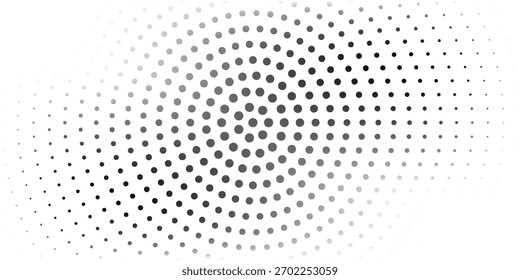 Padrão de meio-tom monocromático abstrato. Painel futurista. Fundo pontilhado de grunge com círculos, pontos, ponto. Elemento de design para banners da web, cartazes, cartões, papéis de parede, sites. Cor preta e branca 