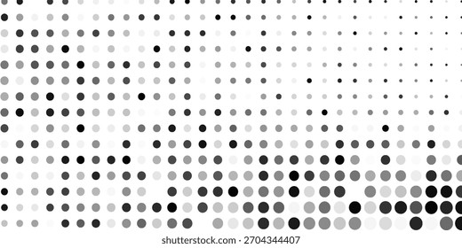 Padrão de meio-tom monocromático abstrato. Painel futurista. Fundo pontilhado de grunge com círculos, pontos, ponto. Elemento de design para banners da web, cartazes, cartões, papéis de parede, sites. Cor preta e branca