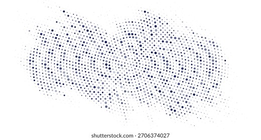 Padrão de meio-tom monocromático abstrato. Painel futurista. Fundo pontilhado de grunge com círculos, pontos, ponto. Elemento de design para banners da web, cartazes, cartões, papéis de parede, sites. Cor preta e branca 