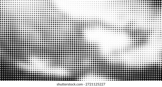 Abstractas patrón de semitono monocromo. Panel futurista. Grunge fondo punteado con círculos, puntos, punto. Elemento de diseño para Anuncios de Web, carteles, tarjetas, Fondos de pantalla, sitios. Color blanco y negro
