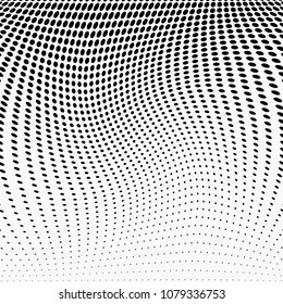 Abstract monochrome halftone pattern. Soft curves. Vector illustration with dots. Modern dotted background.Template for web sites, stickers, labels, posters, banners, corporate identity, cover design