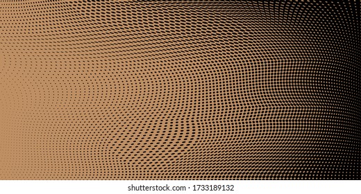 Abstract monochrome halftone pattern. Soft dynamic lines. Half tone wide  vector illustration with dots. Modern polka dot background for web design, leaflets, print