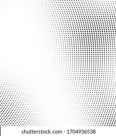 Abstract monochrome halftone texture. Chaotic wave of black dots on a white background