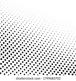 Abstract monochrome halftone texture. Chaotic wave of black dots on a white background