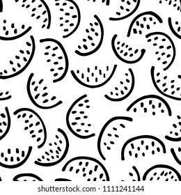 Abstract monochrome hand drawn ink black and white seamless pattern. Brush doodle vector repeated illustration for paper, textile, greeting card, print design