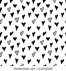 Abstract monochrome hand drawn ink black and white seamless pattern. Brush doodle vector repeated illustration for paper, textile, greeting card, print design.