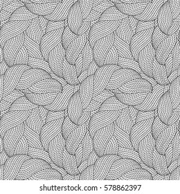 Abstract monochrome hand drawn abstract seamless pattern with wavy lines 