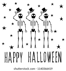 Abstract monochrome happy halloween card background. Modern black and white pattern for halloween card, party invitation, wallpaper, holiday shop sale,  bag print, t shirt, workshop advertising etc.