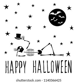 Abstract monochrome happy halloween card background. Modern black and white pattern for halloween card, party invitation, wallpaper, holiday shop sale,  bag print, t shirt, workshop advertising etc.