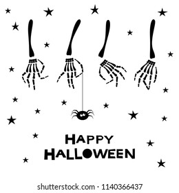Abstract monochrome happy halloween card background. Modern black and white pattern for halloween card, party invitation, wallpaper, holiday shop sale,  bag print, t shirt, workshop advertising etc.
