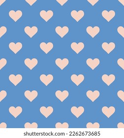 Abstract Monochrome Hearts Minimal Pattern Vector Seamless Design Perfect for Allover Fabric Print or Wrapping Paper Trendy Fashion Colors Simple Look Sky Blue Pastel Pink Tones