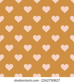 Abstract Monochrome Hearts Minimal Pattern Vector Seamless Design Perfect for Allover Fabric Print or Wrapping Paper Trendy Fashion Colors Simple Look Mustard Yellow Pastel Pink Tones